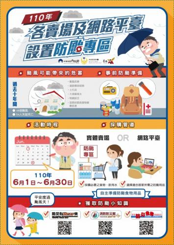 轉知-台南市政府110年各賣場及網路平臺設置防災專區實施計畫(防颱專區)